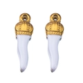 Italian horn pendant with gold-plated textured cap and white enamel finish - White-Gold
