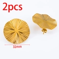Boucles d'oreilles dorées en acier de 32mm avec texture plissée radiale pour femme - Style Radial Rond 32mm (Or)