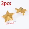 Boucles d'oreilles étoile en acier doré avec texture plissée et taille de 4,2 cm - Style d'étoile 42mm (Or)