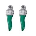 Green chili horn pendants with silver metal caps for DIY jewelry making and necklaces - Green-Steel