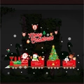 Christmas train wall sticker with Santa, snowman and reindeer for holiday window decoration - Cartoon Christmas Train (6265)