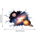 Vinilo de pared 3D galaxia con Saturno y efecto de pared rota, tamaño 90x57cm - 57*90CM Embalaje en Bolsa