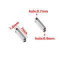 Polished steel 7mm tube connector with 1.6mm diameter and dual sized inner holes - Steel Color (ID 0.9)