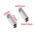 Polished silver stainless steel cord end connector for DIY jewelry with 1.6mm hole - Steel Color (ID 1.6)