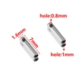 DIY stainless steel cylinder bead connectors with 1.6mm diameter and 7mm length - Steel Color (ID 1)