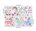 Set van twee kleurrijke eenhoorn muurstickers met regenboog en sterren, 70x25cm - Dromerige Eenhoorn Combinatie Stijl