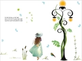Vinilo decorativo de niña y farola con vides verdes y motivos de mariposas azules - Estilo Niña y Farola (PG887) / 50x70cm