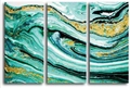 Abstract green and gold marble canvas art set of three panels for modern home decor - Style 2 60x90CM