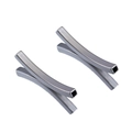 Minimalist silver stainless steel curved square tube connector for DIY jewelry - Steel Color Square Curved Tube 4x40mm