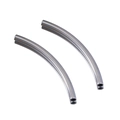 Polished silver curved tube beads in stainless steel for DIY jewelry necklace making - Steel Color Round Curved Tube 3x45mm