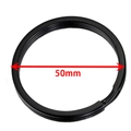 Flat 50mm black matte metal split key ring DIY accessory with double-layered design - 50mm