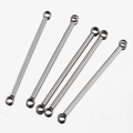 Five shiny silver stainless steel double-eye connector bars for DIY jewelry making - 20mm / Steel