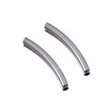 Polished silver curved tube beads made of stainless steel for DIY jewelry making - Steel Color Round Curved Tube 3x30mm