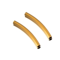 Pair of curved golden metal tube beads for handmade DIY jewelry bracelets and necklaces - Gold Round Curved Tube 3x30mm
