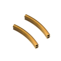 Two golden curved hollow spacer beads for DIY jewelry making with high gloss finish - Gold Round Curved Tube 3x25mm