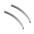 Pair of polished silver stainless steel curved tube beads for DIY jewelry making - Steel Color Round Curved Tube 2x40mm