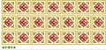 Vintage-Fliesenaufkleber mit Goldrand und rosa Blumenmuster im 18er-Set für den Boden - Rosa Blume Grünes Blatt Goldener Rand (SK36017)