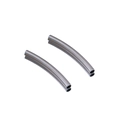 Polished silver stainless steel curved tube connector for DIY jewelry bracelets - Steel Color Round Curved Tube 2.5x25mm