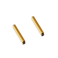 Two pairs of golden stainless steel hollow tube jewelry connectors on white background - 1.5x8