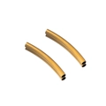 Pair of polished gold-plated curved tube beads for DIY jewelry making and bracelet design - Gold Round Curved Tube 2.5x25mm