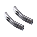Pair of polished silver stainless steel curved noodle tubes for DIY bracelet making - Steel Color Beveled Curved Tube 7x50mm