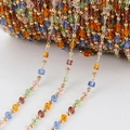 Colorful square crystal bead chain with gold accents for DIY jewelry making - 1m/Bag / Colorful Beads-KC Gold Chain