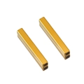 Pair of polished gold-plated stainless steel hollow rectangular beads for DIY jewelry - 4x4x30