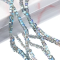 2x2mm square crystal glass beads with AB coating for DIY jewelry bracelets - Approx. 180 Pcs/Strand / AB Blue