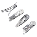 Lot de quatre barrettes goutte d'eau en métal argenté et acier poli pour création DIY - Style Trou Rond (QHJ0121) / Argenté / 5cm