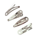 Lot de quatre barrettes en métal argenté avec motif croix ajourée pour coiffure DIY - Style Trou Fleur (QHJ0121) / Argenté / 4cm