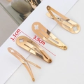 Barrettes à cheveux dorées en forme de goutte avec trèfle évidé, 3,9 cm x 1,1 cm - Style Trou Fleur (QHJ0121) / Doré / 4cm
