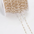 Cuentas de metal dorado hechas a mano DIY y piedras de cristal cuadradas en cadena joya - Oro KC (Cuenta Cuadrada) / 1 Metro/Paquete / Transparente