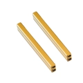 Pair of polished gold stainless steel hollow rectangular tubes for DIY jewelry making - 4x4x50