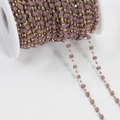 DIY jewelry chain with golden beads and purple frosted cube crystals on a spool - KC Gold (Square Bead) / 1 Meter/Pack / Purple