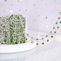 DIY rhinestone fringe chain with green crystals on silver metal for Lolita accessories - Silver (0.5m/Pack) / Green Zirconia