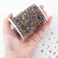 Αλυσίδα DIY με χρυσές χάντρες και μωβ κρυστάλλους σε καρούλι για κοσμήματα - 1 Μέτρο/Συσκευασία / Γκρι Μπλε