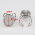 Adjustable stainless steel ring base with 18x13mm oval bezel cup for DIY jewelry - Steel Oval (13x18mm)