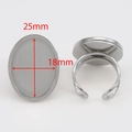Oval silver adjustable stainless steel ring base blank for DIY jewelry making 25x18mm - Steel Oval (18x25mm)