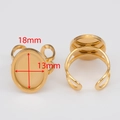 Golden stainless steel oval ring base for DIY jewelry, 18x13mm adjustable open band - Gold Oval (13x18mm)