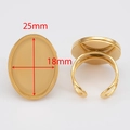 Golden stainless steel adjustable ring base for jewelry DIY, 25mm x 18mm oval tray - Gold Oval (18x25mm)