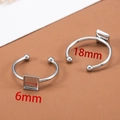 Base de anillo ajustable de acero inoxidable con bisel cuadrado de 6mm para DIY - Estilo Cuadrado Mediano / Plateado