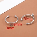 Base de anillo ajustable de acero plateado con engaste 3x5mm y bolas dobles - Estilo Rectangular Pequeño / Plateado