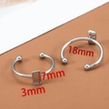 Base de anillo en acero inoxidable plateado con diámetro 18mm y soporte de 7x3mm - Estilo Rectangular Grande / Plateado