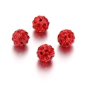10mm red clay rhinestone shamballa beads straight hole pave crystal diy jewelry accessories - Red