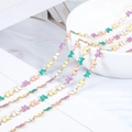 Chaîne en acier doré avec perles et pendentifs papillons colorés en émail DIY - 【1 Mètre / Paquet】 / Chaîne en Émail Papillon