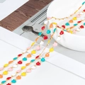 Breloques cœur en émail coloré sur une chaîne à perles dorées pour bijoux DIY - 【1 Mètre / Paquet】 / Chaîne Cœur Horizontale