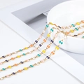 Chaîne dorée en acier inoxydable avec perles rondes en émail multicolore vif - 【1 Mètre / Paquet】 / Chaîne à Cadre Rond en Émail