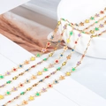 Chaîne à billes dorée avec fleurs en émail colorées, accessoire de bijouterie pour collier DIY - 【1 Mètre / Paquet】 / Chaîne de Petites Fleurs en Émail