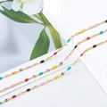 Chaîne dorée en acier inoxydable avec breloques ovales en émail coloré - 【1 Mètre / Paquet】 / Chaîne en Émail Lèvres