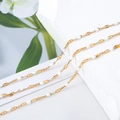 Collier chaîne à billes dorées avec perles en émail blanc et maillons ovales pour bijoux - 【1 Mètre / Paquet】 / Chaîne Lèvres Blanche